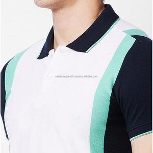 Nardon Apparel Camisas de polo de golf informales cómodas con cuello informal para hombre Diseño de rayas 100% algodón de manga larga - Product Image 6