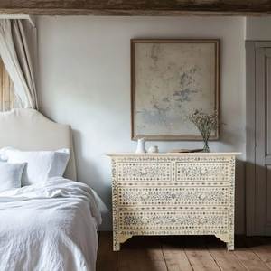 Cómoda de Estilo Marroquí con Incrustaciones de Hueso de Camello de Alta Calidad, Mueble de Salón con 4 Cajones, Muy Vendida - Product Image 4