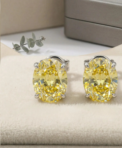 Boucles d'oreilles clous fantaisie en diamant jaune créé en laboratoire VVS, couleur éclatante, certifiées IGI, fabrication de bijoux sur mesure - Product Image 1