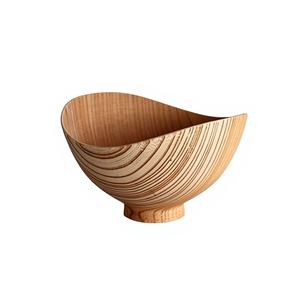 Bol de service vintage en bois écologique, ustensiles de cuisine réutilisables en bambou, base sur pied, occasions de fête, rangement décoratif - Product Image 1