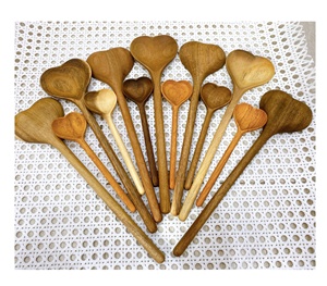 Vietnam Rustic Acacia <b>Wooden</b> Spoons Kitchen & Cooking Utensils Set 5-Piece Including Slotted & Pasta Spoon for Cooking - Product Image 6