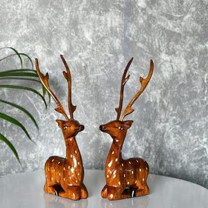 Figuras Decorativas de Ciervos de Madera Marrón, Modernas, de 17.5 cm, Tamaño Personalizado, Decoración Navideña para el Hogar y la Oficina, Hechas a Mano, de Alta Calidad - Product Image 4
