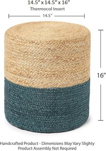 Pouf ottoman moderne et élégant fait main en jacinthe d'eau, table d'appoint, repose-pieds pour salon, chambre, entrée, écologique - Product Image 5
