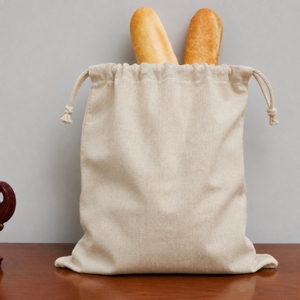 Sac à pain en lin et coton 100% |   Sac à pain avec cordon de serrage - Product Image 5