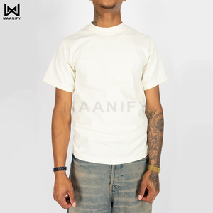 Premium <b>White</b> Oversized T Shirt Men Heavyweight Cotton <b>Plain</b> Blank <b>Tee</b> Streetwear Drop Shoulder Custom Apparel MAANIFY - Product Image 3