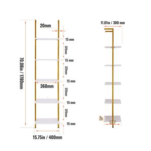 Scaffale a 5 livelli da parete con struttura in metallo, 15.6x11.8 pollici, per libri e oggetti vari - Product Image 4
