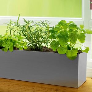 Stainless Steel <b>Planter</b> Box <b>Rectangle</b> with Drain Holes Durable Succulent Trough Pot for Indoor Outdoor Use Balcony Garden Office - Product Image 1