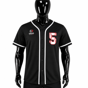 Maillot de baseball personnalisé ORVO SPORTS unisexe à manches courtes, col en V, nom de l'équipe imprimé, tissu en maille polyester/coton, léger, coupe classique - Product Image 5