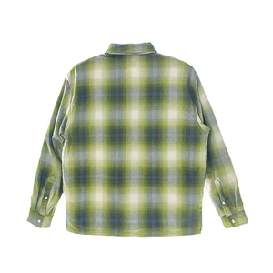 Camisas de Franela a Cuadros Verdes para Hombre, Estilo Urbano, Casual, de Moda, Manga Larga, Cuello Camisero, Otoño, Tejidas - Product Image 2