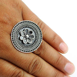 925 Solid Sterling <b>Silver</b> Band Flower <b>Ring</b> With <b>Adjustable</b> Design High Quality Handmade Bohemian Jewelry With IGI Certification - Product Image 3