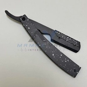 Professional Stainless Steel Swing Lock Folding Straight Edge <b>Razor</b> Black Painted Handle Single Blade Barber Shavette <b>Mens</b> Wet - Product Image 2