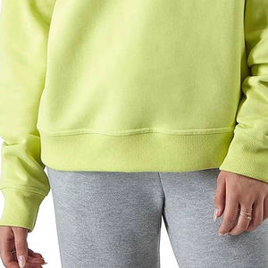 เสื้อสเวตเชิ้ตคอกลมสีเขียวมะนาวสำหรับผู้หญิง แขนยาว ผ้าฝ้ายถัก ใส่ได้ในฤดูใบไม้ร่วง ระบายอากาศได้ดี ทรงปกติ สีพื้น - Product Image 4
