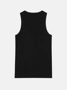 เสื้อกล้ามถักทรงร่องสีดำสำหรับผู้ชาย คอกลม สไตล์ลำลอง สีพื้น - Product Image 1