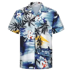Chemise hawaïenne personnalisée avec logo pour homme, manches courtes, imprimé estival, chemise décontractée de plage - Product Image 1