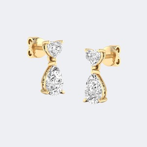 Boucles d'oreilles en diamant cultivé en laboratoire 2,25 CTW, taille brillant multi-formes, pour femmes, or 9K 14K 18K, luxe, couleur E F, VS VVS, bijoux fins - Product Image 1