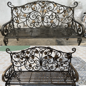 Silla de Hierro Forjado 100% Hecha a Mano, Ecológica, con Recubrimiento en Polvo, Diseño Floral de Hojas, Muebles de Jardín para Patio Exterior - Product Image 4