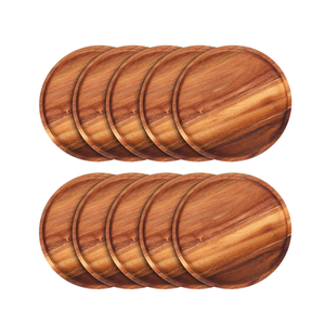 Assiette de présentation ronde en bois d'acacia, prix d'usine, pour plats, collations et desserts, fabriquée au Vietnam - Product Image 1