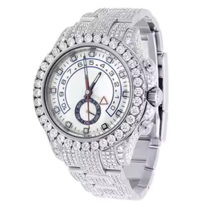 Reloj de Lujo con Cristal de Cuarzo y Diamantes de Moissanita Radiantes, Esfera de Acero Inoxidable con Acabado Pulido, Piedras Brillantes, Elegante para Ocasiones Especiales - Product Image 4