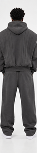 Maßgeschneiderter Herren-Hoodie in Dunkelgrau mit Reißverschluss, strukturiertem Cape-Oberteil und gerippten Bündchen, Private Label Hersteller. - Product Image 3