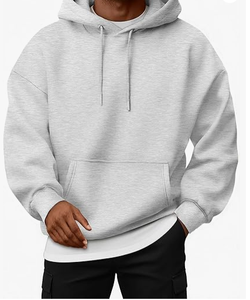 Sweat à capuche surdimensionné pour homme, couleur unie, hiver, tissu molletonné 100% coton, imprimé sur mesure avec service OEM - Product Image 1