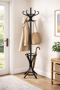 Porte-parapluies haut en métal blanc avec design porte-manteau, idéal pour l'entrée, la décoration intérieure et le rangement fonctionnel, provenant d'Inde - Product Image 6