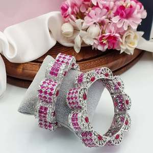 Luxury American CZ Stone Imitation Pearl <b>Bangles</b> <b>Set</b> Sparkling Bridal Wedding Jewelry Trendy Fancy Party Wear Women - Product Image 1