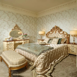 Cama King Size de Madera de Caoba Sólida, Estilo Europeo de Lujo Real Francés, para Apartamento, Hotel, Dormitorio Principal, Muebles de Dormitorio, Juego de Dormitorio - Product Image 1