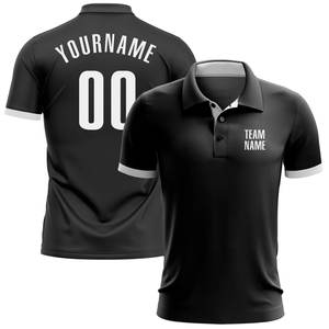 Polo de Golf Personalizado en Blanco y Negro, Transpirable y de Secado Rápido, para Entrenamiento de Golf y Uso Casual - Product Image 1