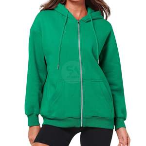 Sudadera con Capucha de Forro Polar Verde Oscuro para Mujer, Estilo Deportivo, Hombros Caídos, Manga Larga, con Logotipo Frontal Personalizado, Estilo Urbano - Product Image 5