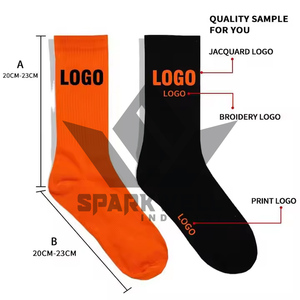 Custom Breathable Cotton Spandex Crew <b>Socks</b> With Letter Logo Print For Men Spring Daily Wear - Product Image 4