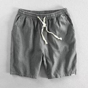 Pantalones Cortos de Verano Ligeros y Transpirables, 100% Algodón Tejido, Estilo Urbano, Color Sólido, Cordón Elástico, Pantalones Casuales Holgados de Playa para Hombre - Product Image 2