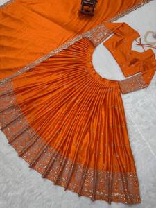 Divyam Creation <b>Red</b> Embroidered Spandex <b>Lehenga</b> Choli Floor-Length Traditional Indian Wedding Dress Women's Regular Fit - Product Image 4
