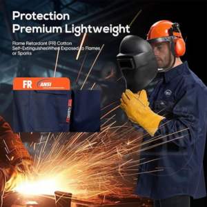 Camisa de Soldadura Resistente al Fuego ZUNEZI INTERNATIONAL de 9 oz, Talla M, Negra, Ropa de Seguridad, Resistencia al Calor de 300C-500C, Paquete con Respirador - Product Image 3