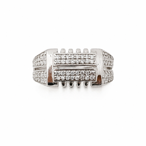 Silver Color Oval Diamond Look Mens Fashion <b>Ring</b> Halo Inlay <b>Statement</b> Jewelry for Party Wedding - Product Image 2