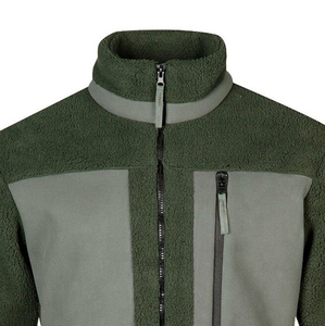 Veste en polaire verte pour homme avec fermeture éclair, col montant, blocs de couleur, coupe décontractée, coupe-vent, pour l'automne, coupe régulière - Product Image 4