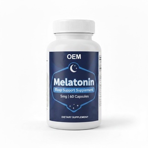 Capsules de mélatonine RAINWOOD 5 mg, capsules d'aide au sommeil, usine de compléments alimentaires sur mesure OEM, vente en gros de capsules de mélatonine - Product Image 1