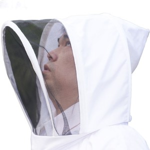 Veste de protection pour apiculteur avec voile en maille amovible, respirante, coupe ample, manches en polyester et coton, blanche, sécurisée - Product Image 6