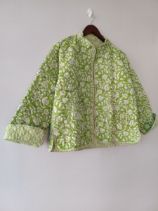 Veste Jackat à imprimé floral réversible 100% coton à col en V - Product Image 2