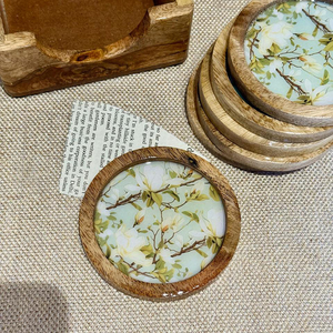 Farmhouse Style Wooden Mug Coaster <b>Set</b> <b>Rustic</b> Drink Protection Mats for <b>Dining</b> <b>Table</b> - Product Image 1