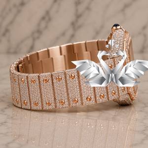 Designer Rose Gold Diamond Bracelet Watch, Roman Numeral Face, Luxury Fashion Watch for Men - Product Image 2