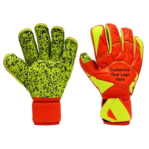 Gants de gardien de but de football personnalisables, rouge, vert lime, PU, doigts entiers, antidérapants, respirants, sangle de poignet réglable, unisexe - Product Image 1