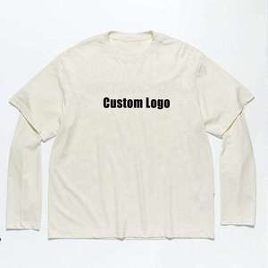 เสื้อยืดแขนยาวสองชั้นคุณภาพสูงแบบสั่งทำจากผู้ผลิต OEM สำหรับผู้ชาย เสื้อโอเวอร์ไซส์ลำลองแบบเรียบ สำหรับสกรีนลาย - Product Image 2