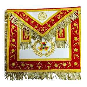 Delantal de Regalia de los Caballeros Templarios, Bordado en Negro, con Flecos Dorados, para Ceremonias Masónicas - Product Image 1