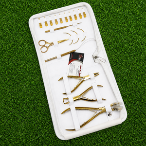 Kit d'outils pour extensions capillaires micro-anneaux plaqué or en acier inoxydable avec étui à fermeture éclair, pinces, ciseaux et outil à boucles - Product Image 5