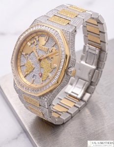 Reloj VALA'S con Mapa del Mundo, 39 mm, Redondo, Analógico, Cuarzo, Cristal de Zafiro, Movimiento ETA, Correa de Acero Inoxidable, Lujoso, Unisex, Edición Limitada - Product Image 1