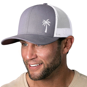 Casquette Trucker Unisexe 6 Panneaux Gris Blanc Satin 100% Coton Brodé Décontractée Réglable avec Boucle Simple Printemps Été Adulte - Product Image 4