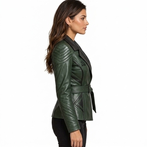 Veste en cuir pour femme, vêtement d'extérieur décontracté, tissu en cuir PU lisse, fermeture éclair sur le devant, coupe confortable, streetwear moderne, OEM - Product Image 6