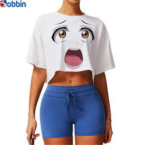 Camiseta Personalizada de Alta Calidad para Mujer, Camisetas Bonitas de Verano, Top Corto de Punto con Estampado, Camiseta Holgada de Manga Corta y Transpirable - Product Image 1