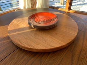 Wood Double Tier Rotating Tray Smooth-Spin Lazy Susan for <b>Tabletop</b> Spice Serving - Product Image 2