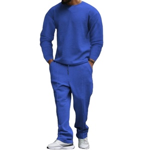 Costume de sport décontracté pour hommes à la mode T-shirt et pantalon à manches longues à col rond deux pièces écologiques pour le printemps automne hiver - Product Image 2